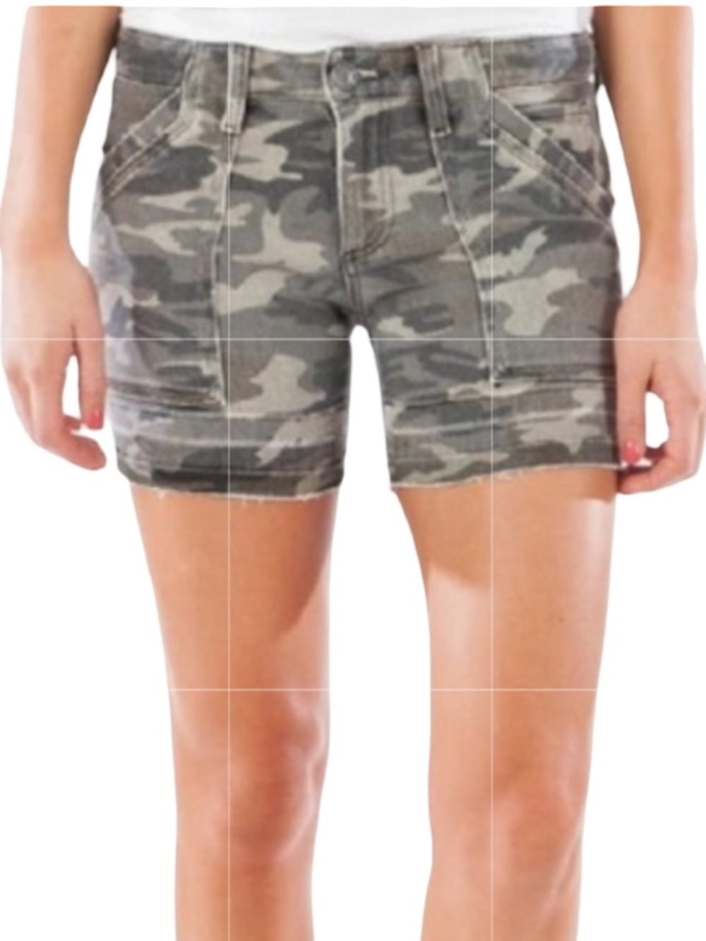 Kut from the Kloth Camo Denim Shorts in Green and Tan